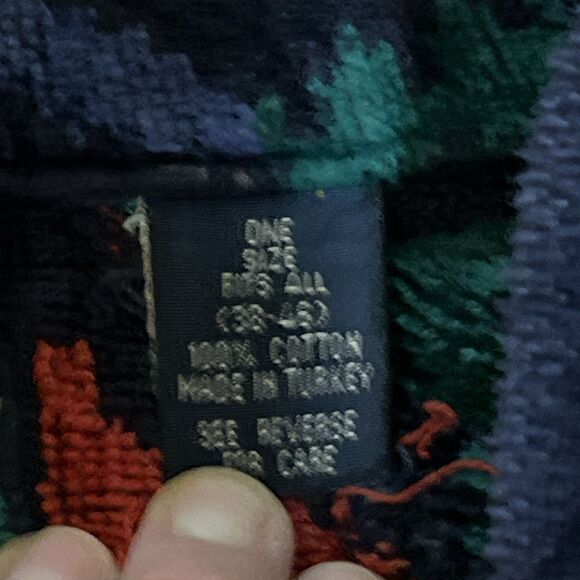 Vintage Bath Robe Cotton Terry Cloth Aztec Southwest Large Pockets 90s Stafford - Picture 6 of 7